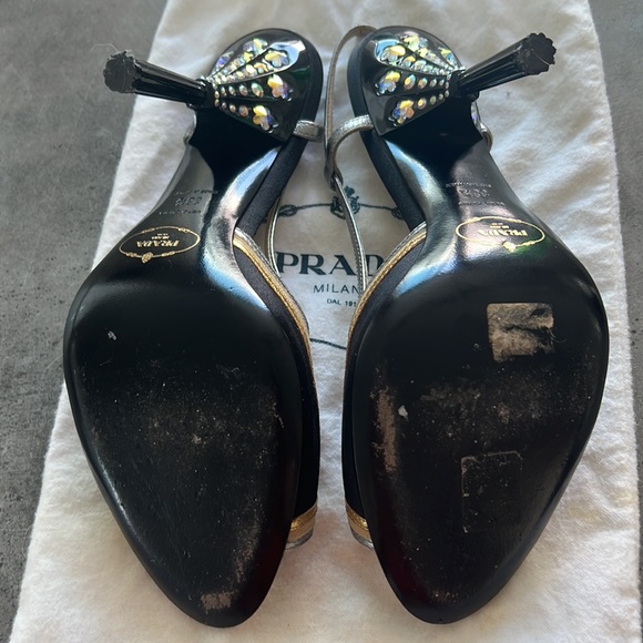 Prada Camoscio Peep-Toe Crystal Embellished heel suede with original dust bag - Picture 5 of 7